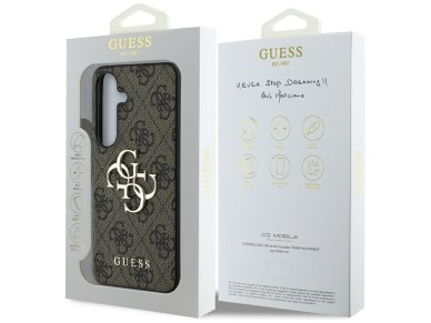 Funda Guess con logo grande 4G y logo cl�sico para Samsung Galaxy S25 Plus, color marr�n.
