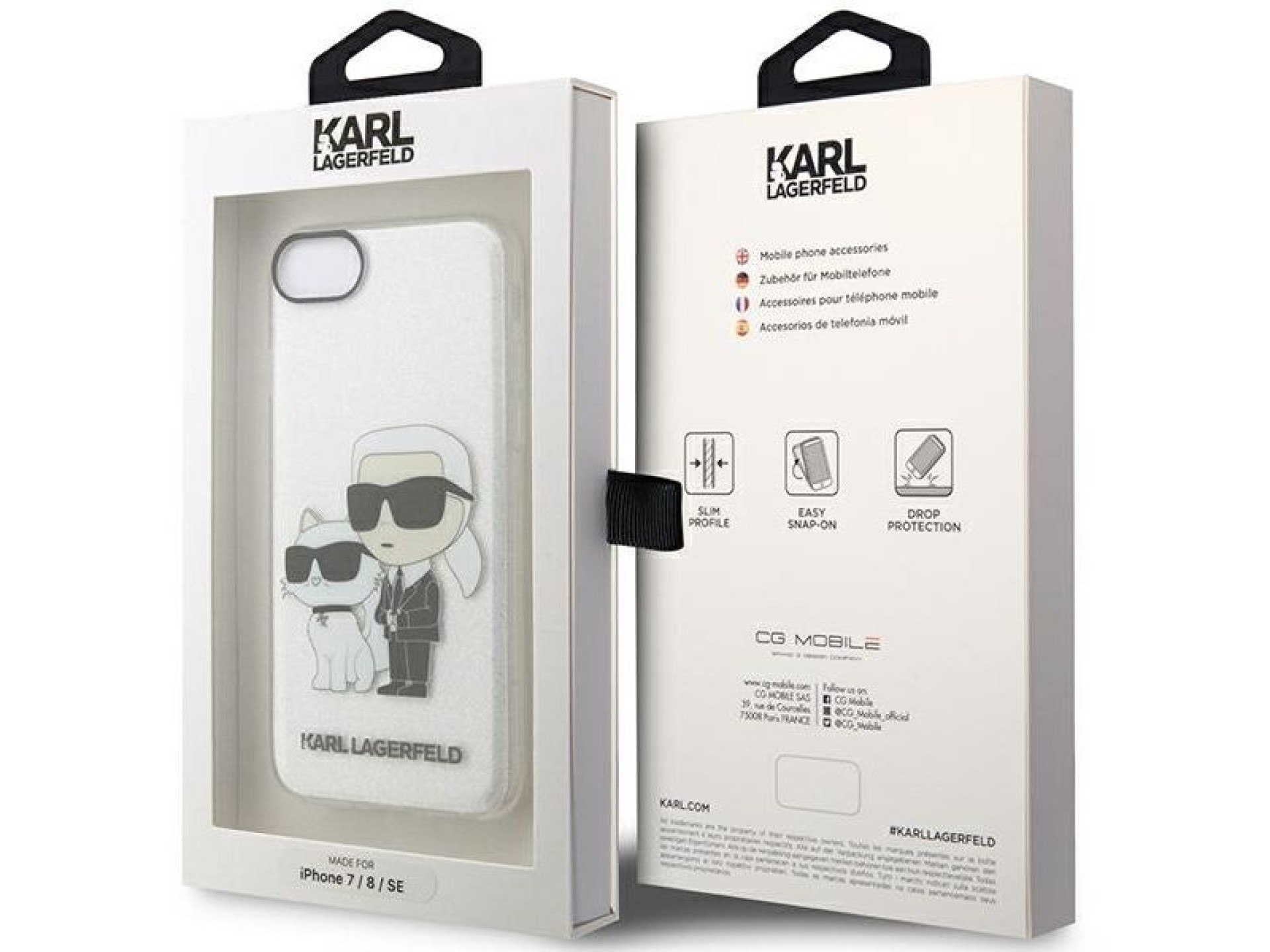 Karl Lagerfeld KLHCI8HNKCTGT iPhone 7/8/ SE 2020 / SE 2022 transparent hardcase Gliter Karl&Choupett