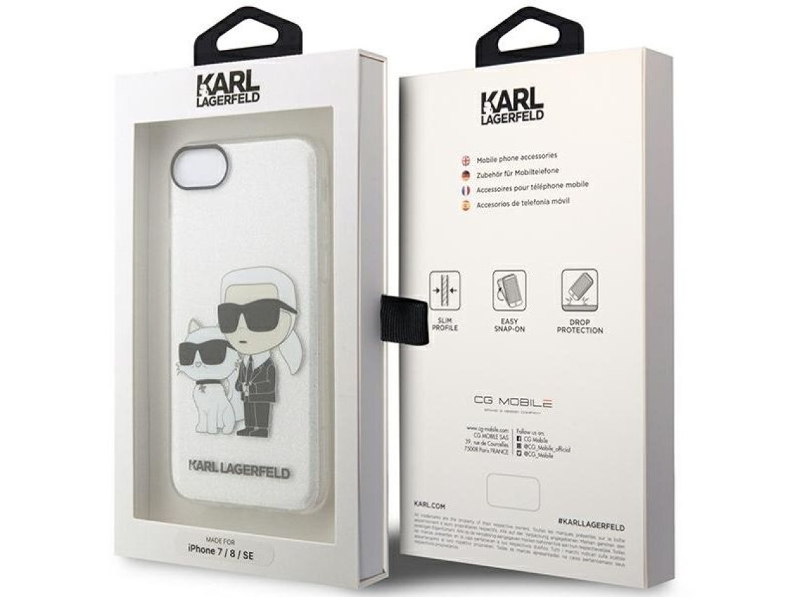 Karl Lagerfeld KLHCI8HNKCTGT iPhone 7/8/ SE 2020 / SE 2022 transparent hardcase Gliter Karl&Choupett
