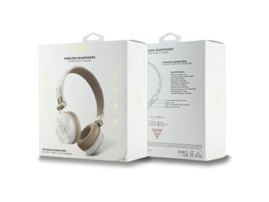Fones de ouvido supra-auriculares Guess Bluetooth ENC GUBH70E4PTMH brancos com design triangular e 4