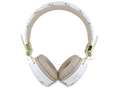 Fones de ouvido supra-auriculares Guess Bluetooth ENC GUBH70E4PTMH brancos com design triangular e 4