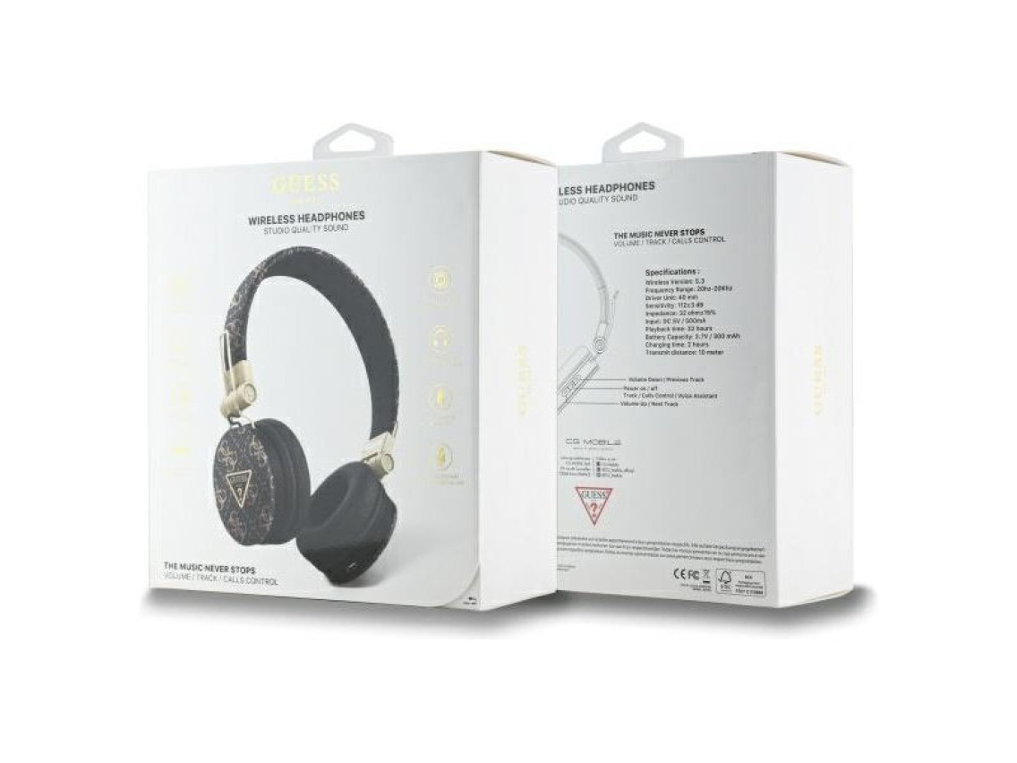 Guess Bluetooth ENC GUBH70E4PTMK on-ear headphones black/black 4G Triangle Round Shape