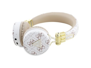 Fones de ouvido supra-auriculares Guess Bluetooth ENC GUBH70E4PTMH brancos com design triangular e 4