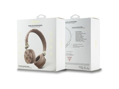Fones de ouvido Guess Bluetooth ENC GUBH70EPOSMW marrom/marrom com estampa de pe�nia. Formato redond