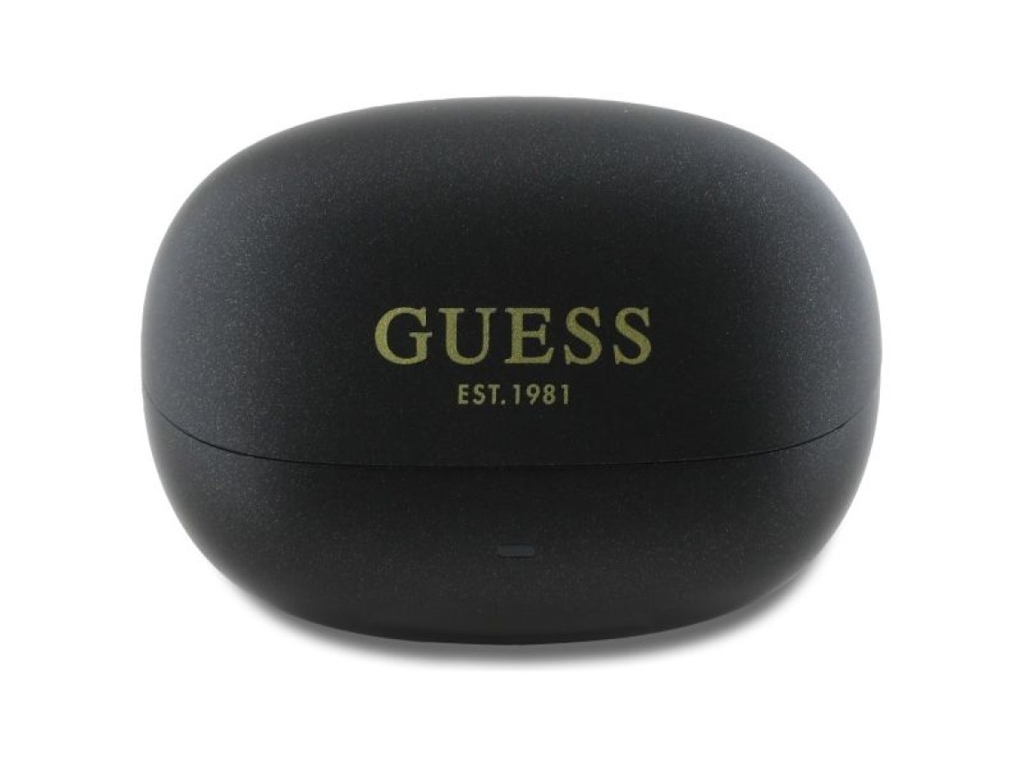 Fones de ouvido Bluetooth Guess GUTWST88MCTGK TWS + base de carregamento preto/preto com logotipo im