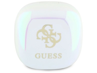 Fones de ouvido Bluetooth Guess GUTWSJ144ESH TWS + base de carregamento branca/branca iridescente 4G