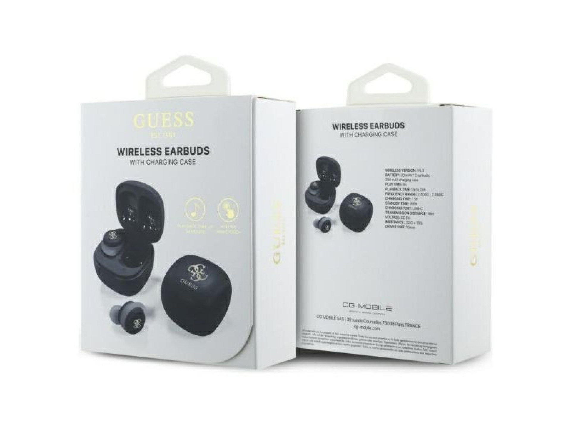 Guess Bluetooth headphones GUTWSJ144ESK TWS + docking station black/black Iridescent 4G Printed Logo