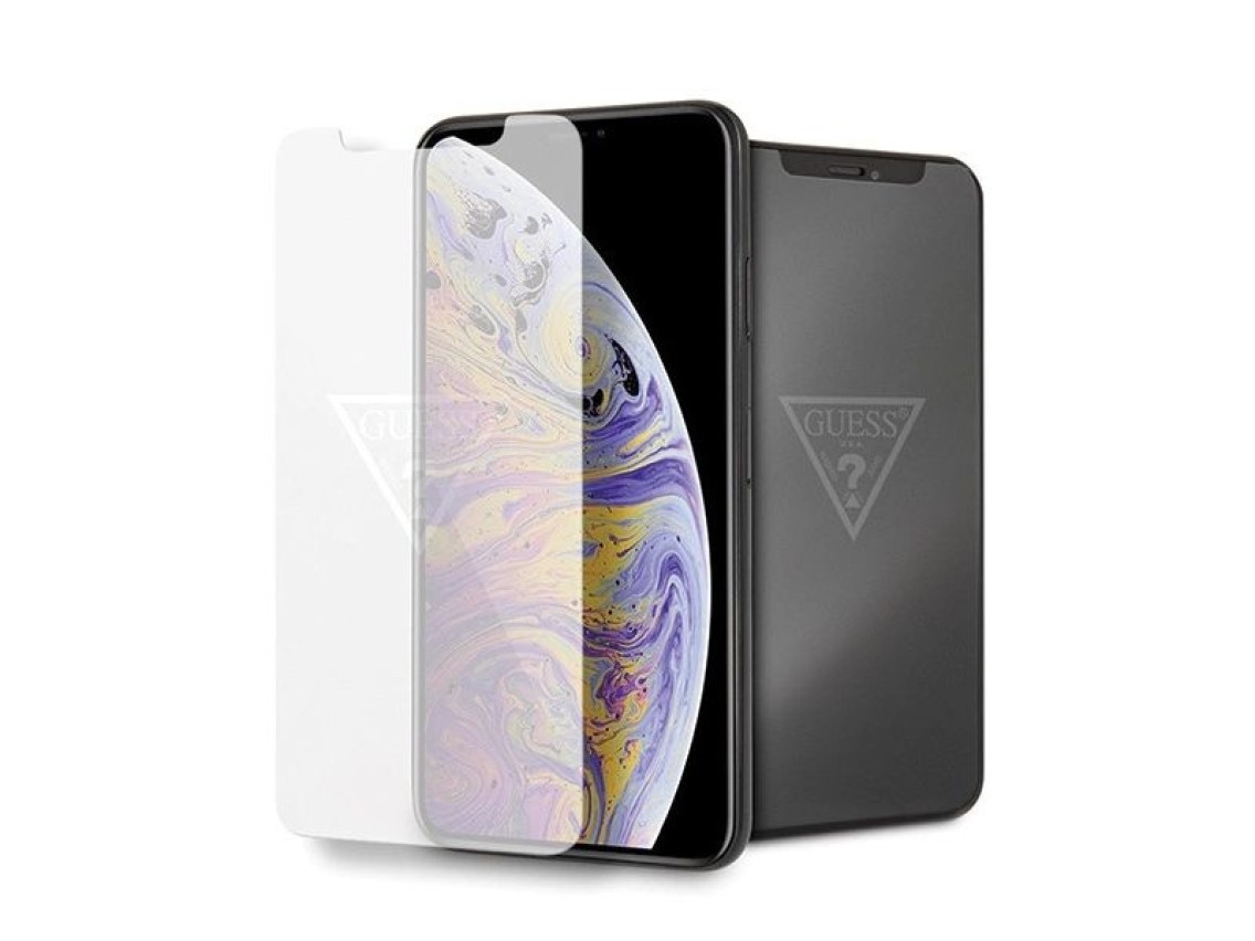 Película de vidro temperado com logo invisível da Guess para iPhone Xs Max
