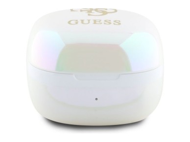 Fones de ouvido Bluetooth Guess GUTWSJ144ESH TWS + base de carregamento branca/branca iridescente 4G