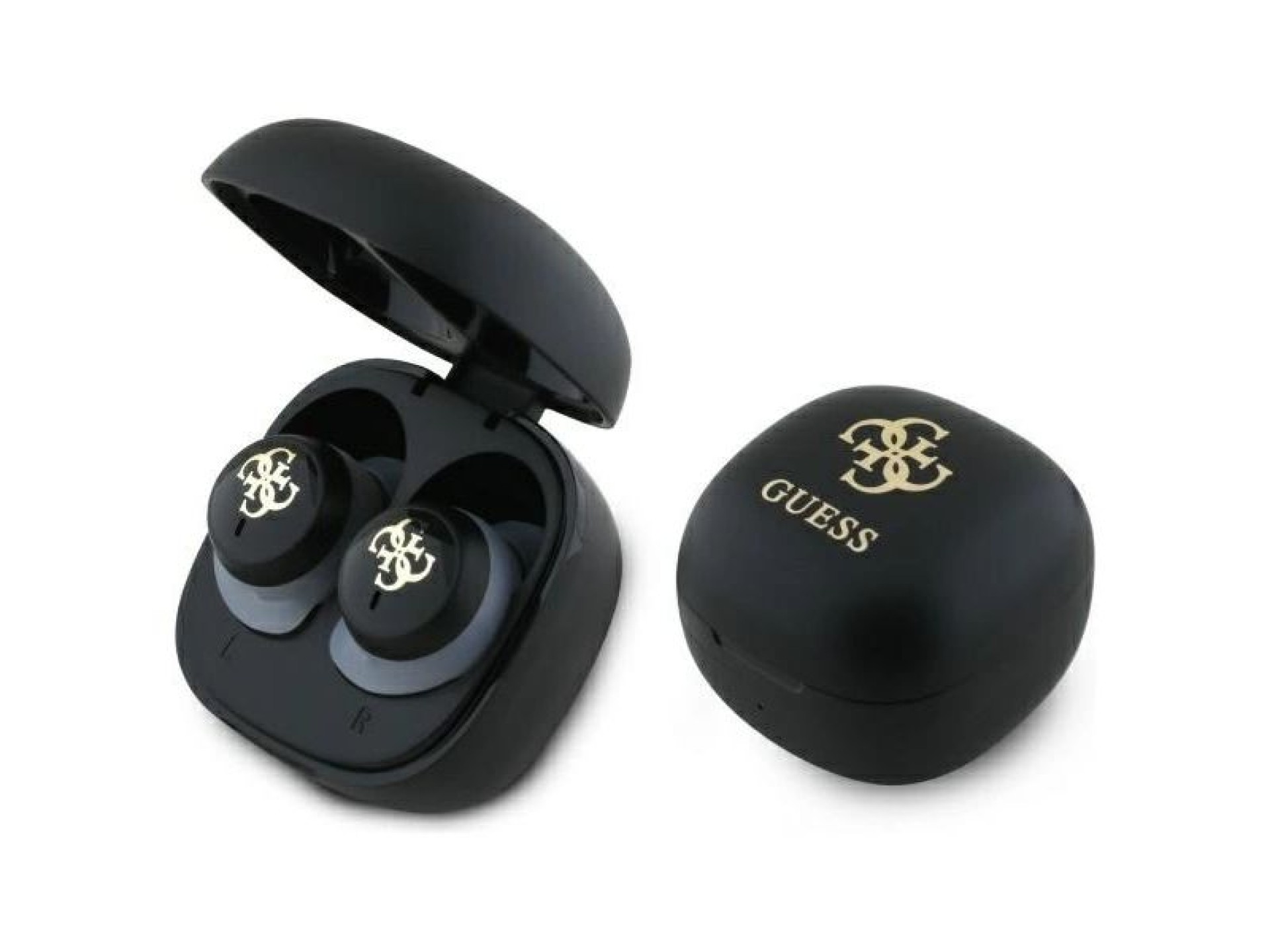 Guess Bluetooth headphones GUTWSJ144ESK TWS + docking station black/black Iridescent 4G Printed Logo
