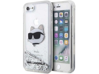 Karl Lagerfeld KLHCI8LNHCCS iPhone 7/8/ SE 2020/2022 silver/silver hardcase Glitter Choupette Head Karl Lagerfeld KLHCI8LNHCCS iPhone 7/8/ SE 2020/2022 silver/silver hardcase Glitter Choupette Head