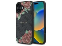 Guess GUHMP16SP4ROPEMCK iPhone 16 6.1" black/black hardcase 4G Flowers Print MagSafe Guess GUHMP16SP4ROPEMCK iPhone 16 6.1" black/black hardcase 4G Flowers Print MagSafe