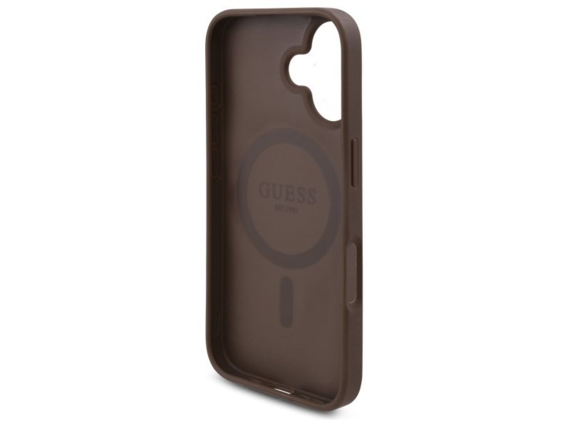 Capa rígida Guess GUHMP16SP4ROPEMCW para iPhone 16 de 6,1 polegadas, marrom/marrom, 4G, estampa flor
