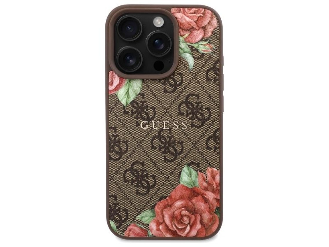 Guess GUHMP16LP4ROPEMCW iPhone 16 Pro 6.3" brown/brown hardcase 4G Flowers Print MagSafe
