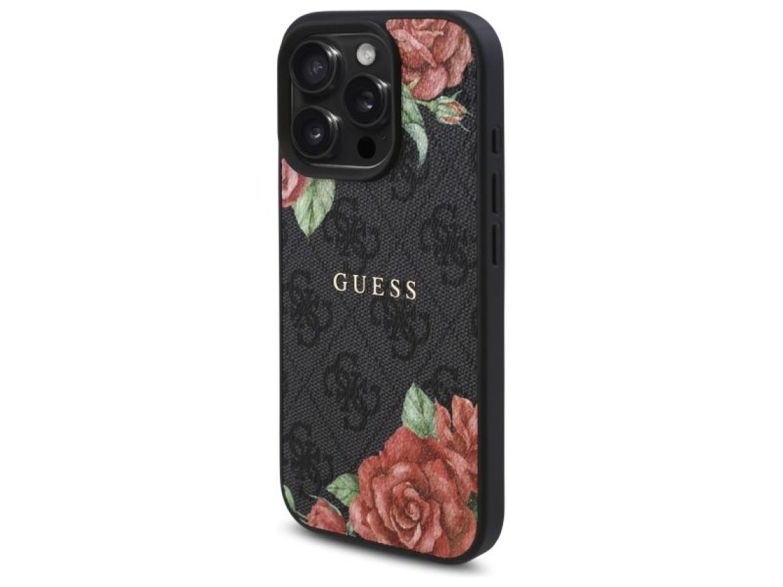 Guess GUHMP16XP4ROPEMCK iPhone 16 Pro Max 6.9" black/black hardcase 4G Flowers Print MagSafe