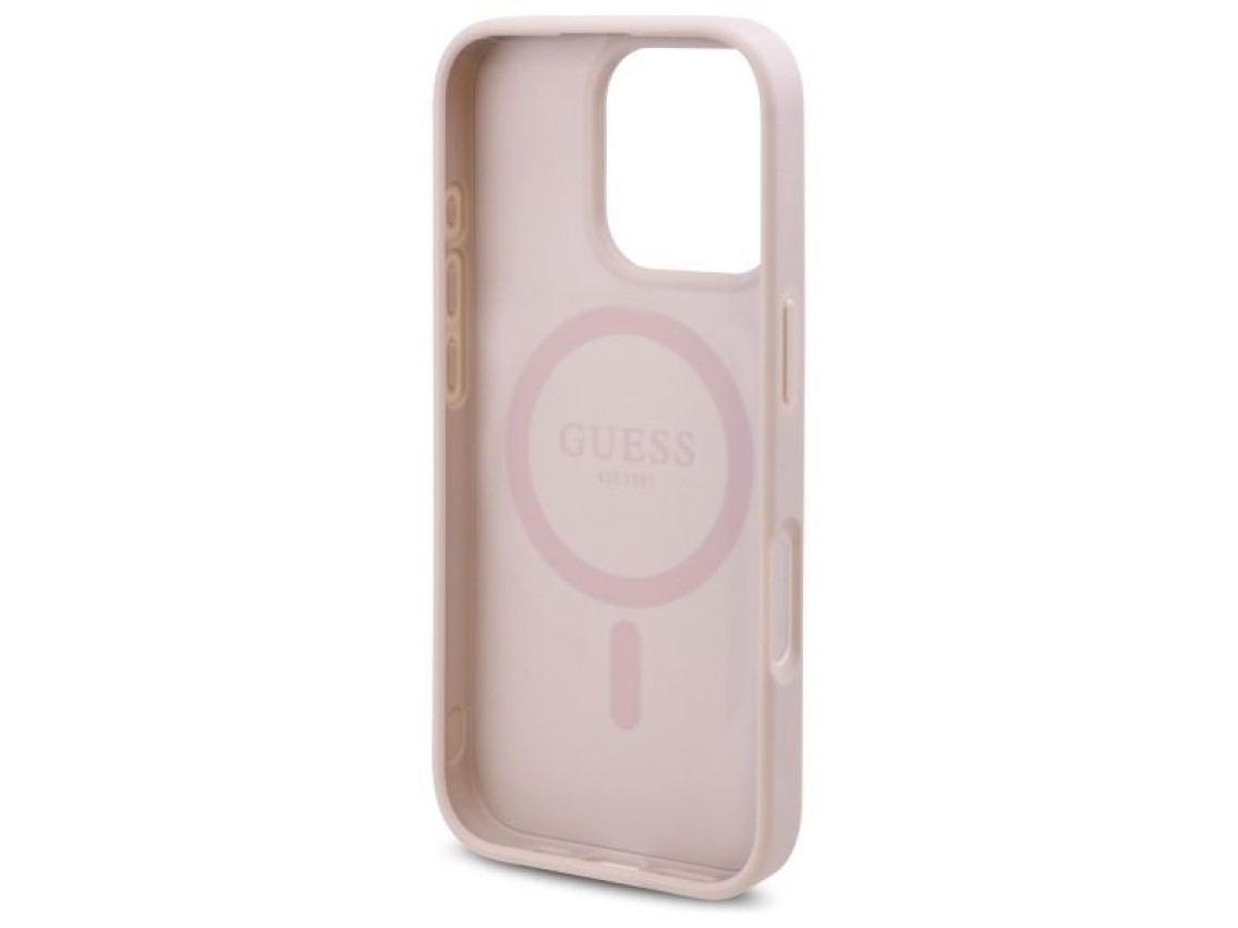 Funda rígida Guess GUHMP16LP4ROPEMCP para iPhone 16 Pro de 6,3" rosa/rosa, 4G, estampado floral, Mag
