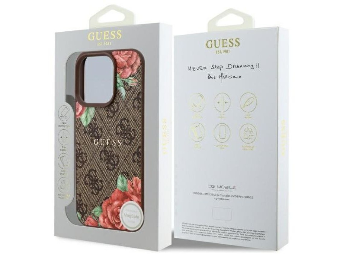 Funda rígida Guess GUHMP16XP4ROPEMCW para iPhone 16 Pro Max de 6,9" en color marrón/marrón, 4G, esta