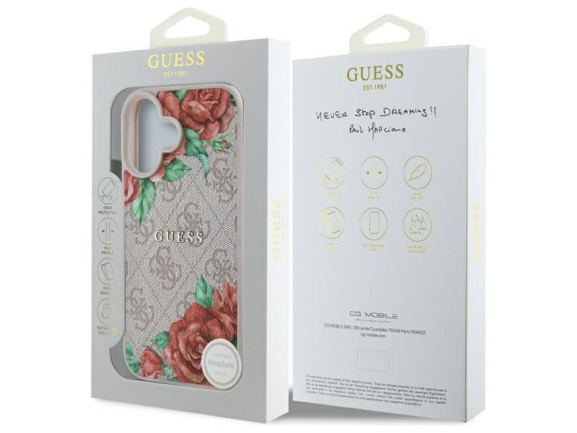 Capa rígida Guess GUHMP16SP4ROPEMCP para iPhone 16 de 6,1