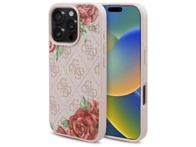 Guess GUHMP16LP4ROPEMCP iPhone 16 Pro 6.3" pink/pink hardcase 4G Flowers Print MagSafe Guess GUHMP16LP4ROPEMCP iPhone 16 Pro 6.3" pink/pink hardcase 4G Flowers Print MagSafe