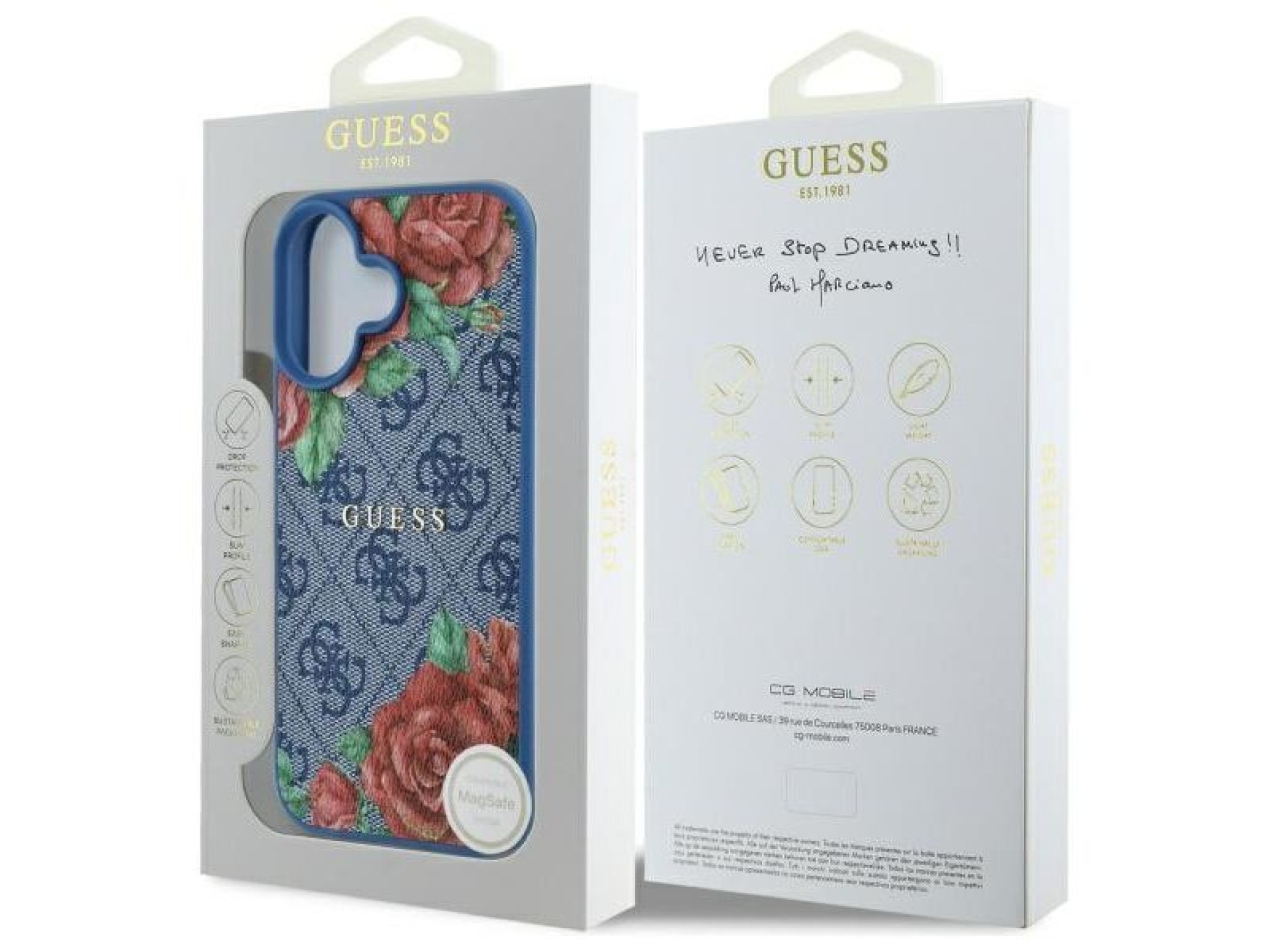 Funda rígida Guess GUHMP16SP4ROPEMCB para iPhone 16 de 6,1