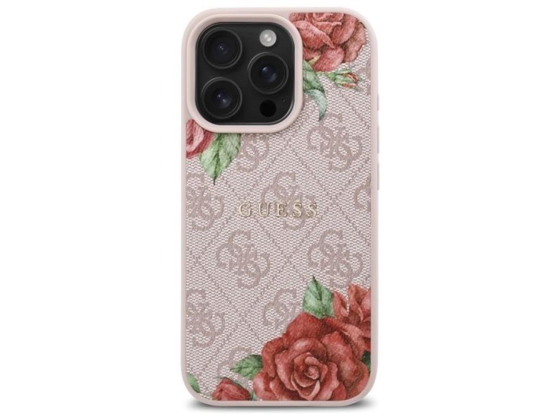 Funda rígida Guess GUHMP16LP4ROPEMCP para iPhone 16 Pro de 6,3" rosa/rosa, 4G, estampado floral, Mag