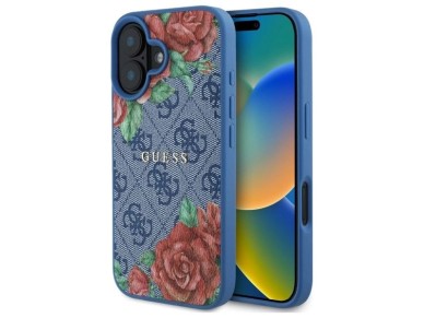 Guess GUHMP16SP4ROPEMCB iPhone 16 6.1" blue/blue hardcase 4G Flowers Print MagSafe Guess GUHMP16SP4ROPEMCB iPhone 16 6.1" blue/blue hardcase 4G Flowers Print MagSafe