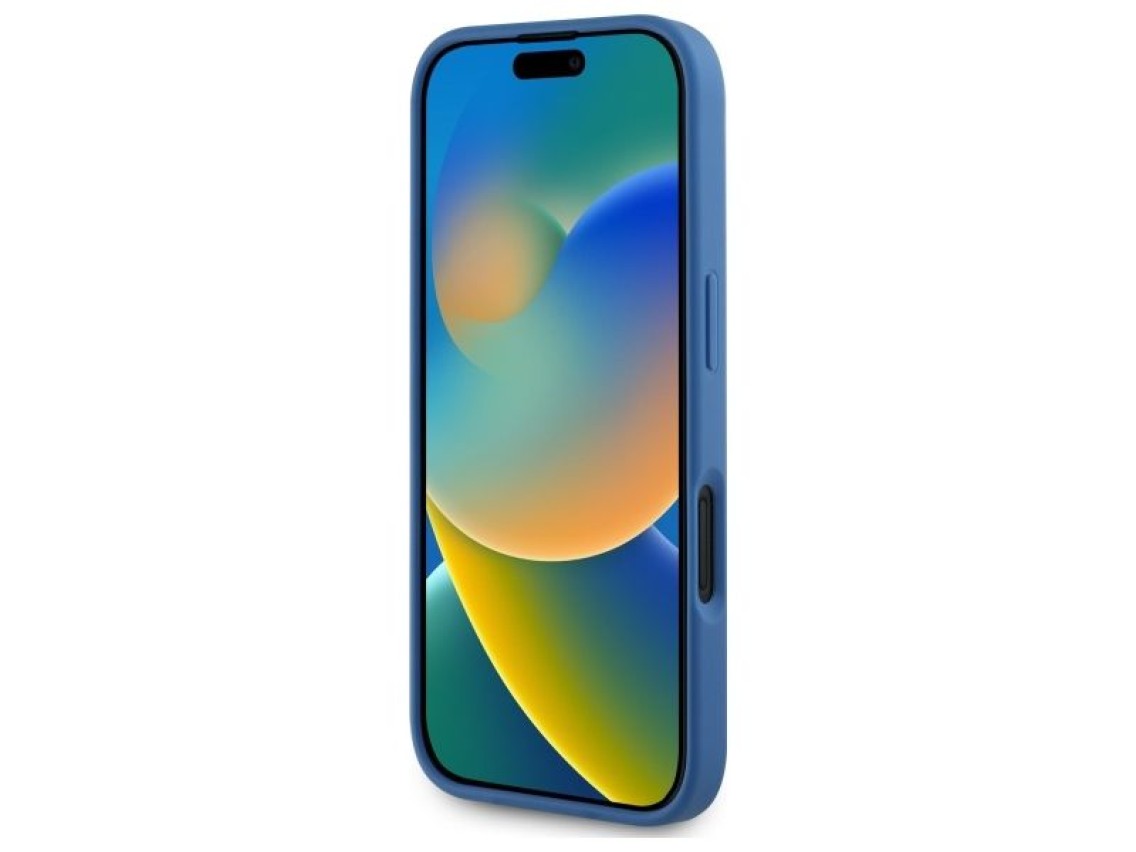 Funda rígida Guess GUHMP16SP4ROPEMCB para iPhone 16 de 6,1" azul/azul, 4G, estampado floral, MagSafe