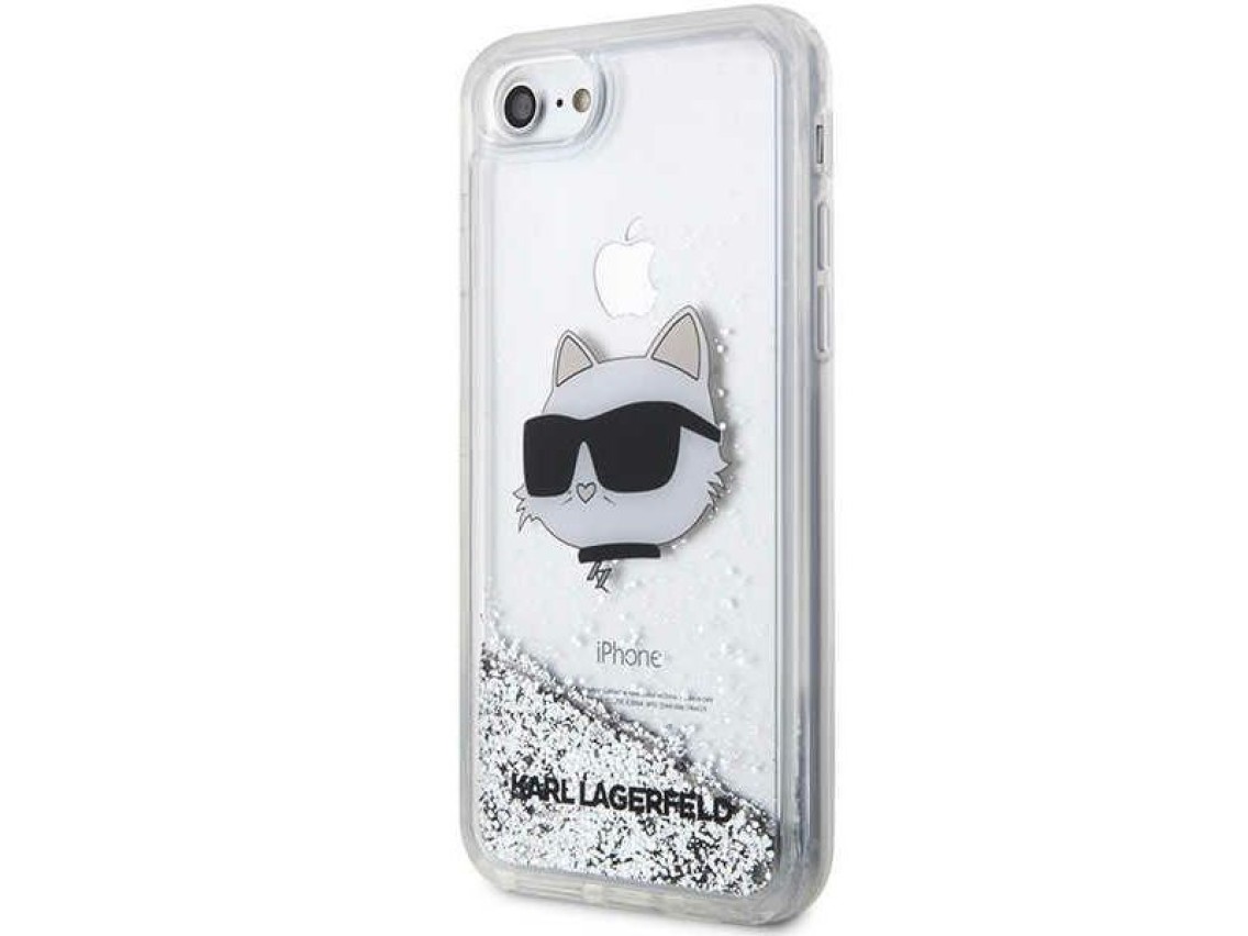 Karl Lagerfeld KLHCI8LNHCCS iPhone 7/8/ SE 2020/2022 plateado/plateado estuche rígido Glitter Choupe