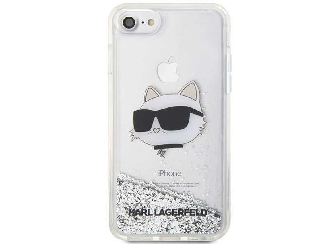 Karl Lagerfeld KLHCI8LNHCCS iPhone 7/8/ SE 2020/2022 plateado/plateado estuche rígido Glitter Choupe
