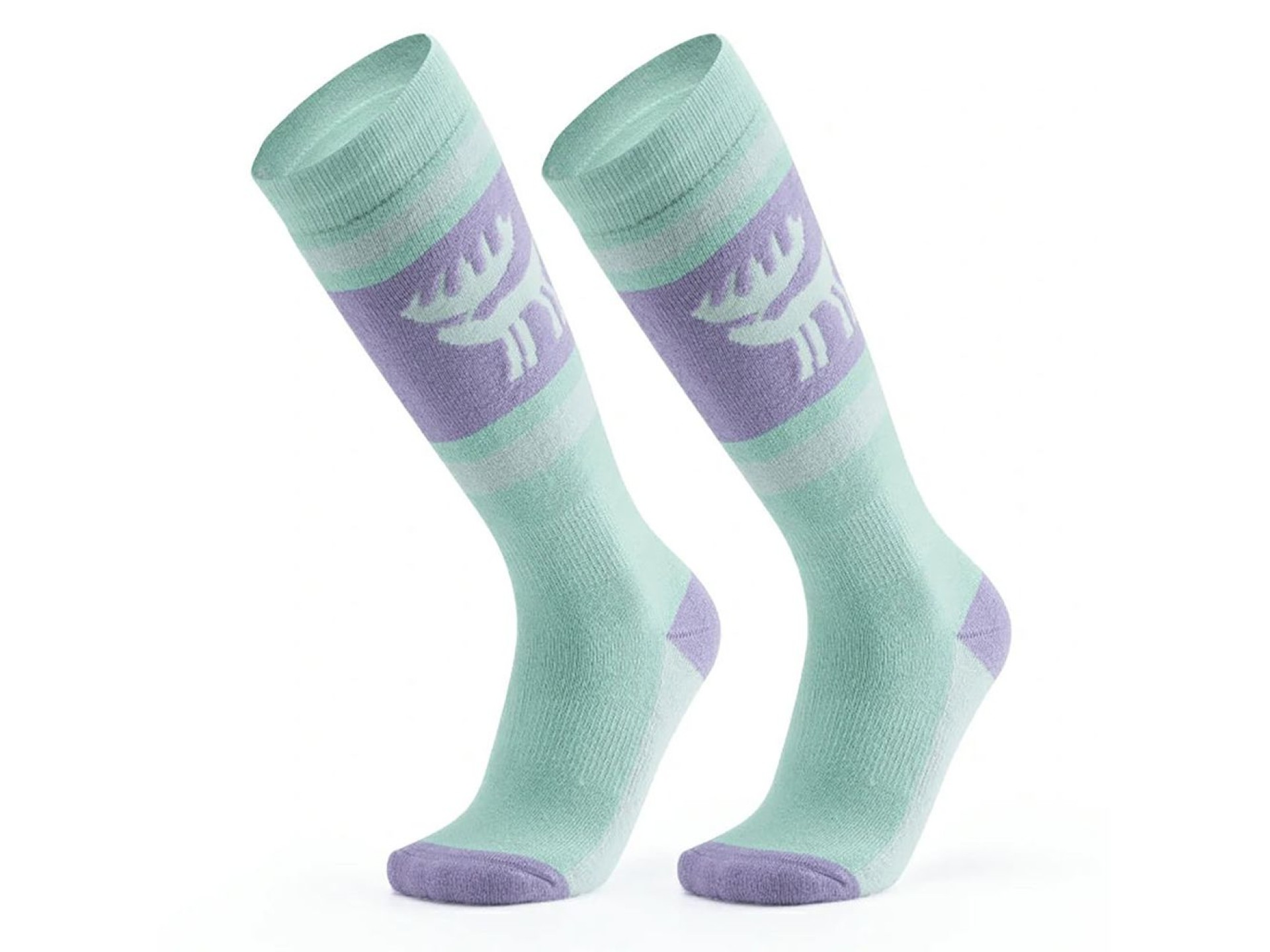 Meias de esqui Qunature 037202, tamanho 43-48 (G/GG) - roxo-verde