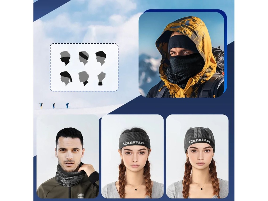 Pañuelo de esquí Qunature 11230014002, bandana deportiva, talla universal - negro