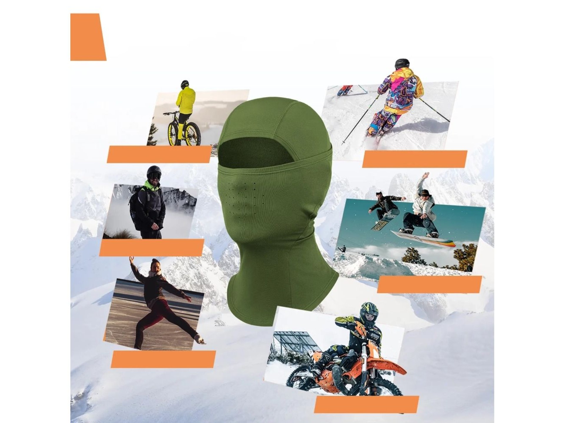Pasamontañas Qunature 13230023015 para esquí, ciclismo y moto, talla L - verde
