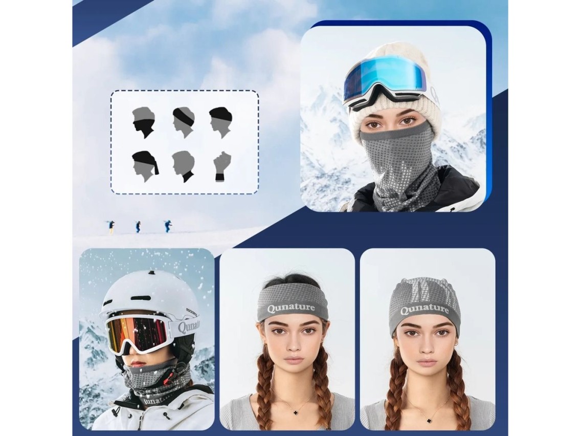 Pañuelo de esquí Qunature 11230014001, bandana deportiva, talla universal - gris
