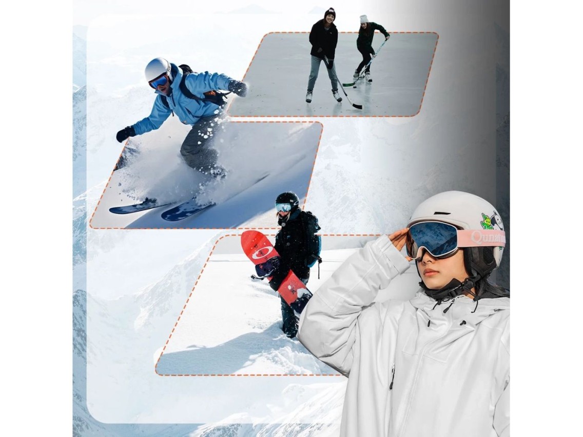 Casco de esquí Quanture 10130003005 con orejeras, diseño Panda Snowboard para niños de 54 a 58 cm -