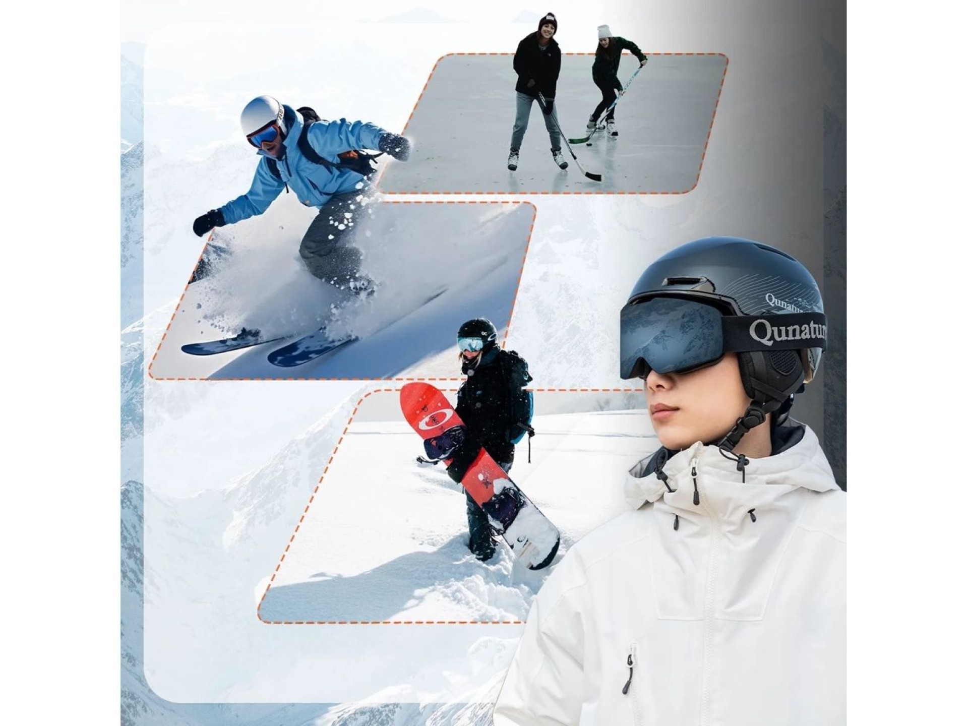 Casco de esquí Qunature 10130003004 con orejeras para snowboard de 54-58 cm - Negro