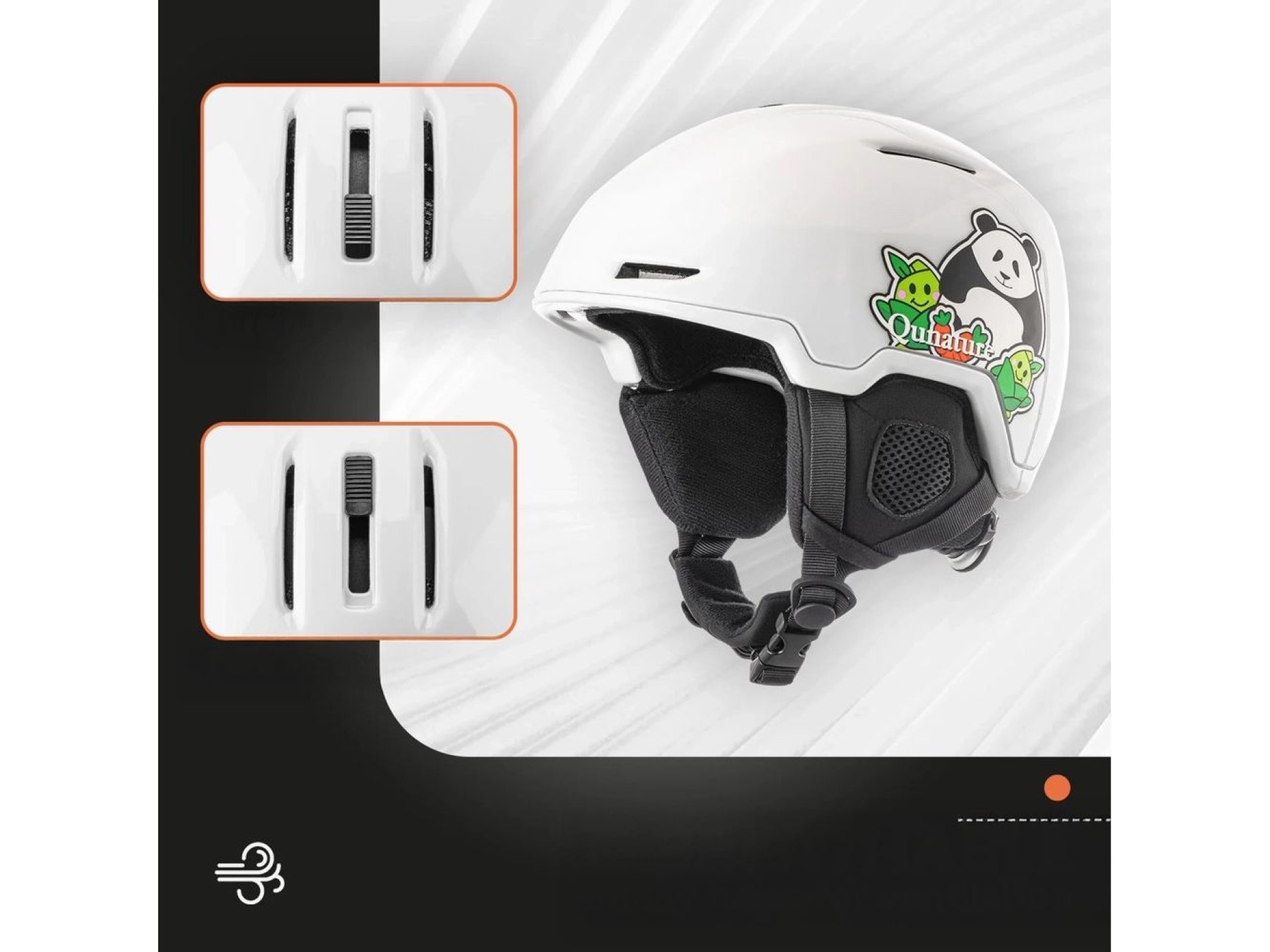 Casco de esquí Quanture 10130003005 con orejeras, diseño Panda Snowboard para niños de 54 a 58 cm -