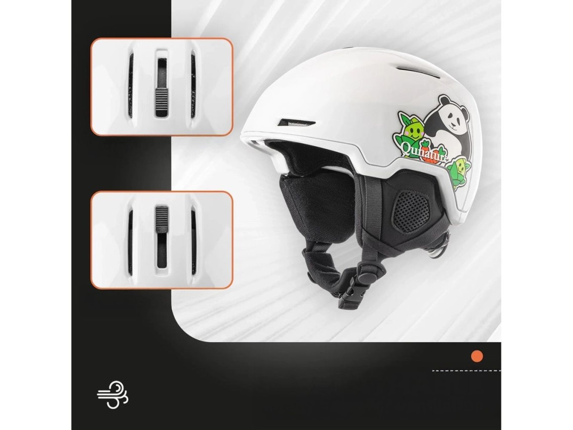 Casco de esquí Quanture 10130003005 con orejeras, diseño Panda Snowboard para niños de 54 a 58 cm -