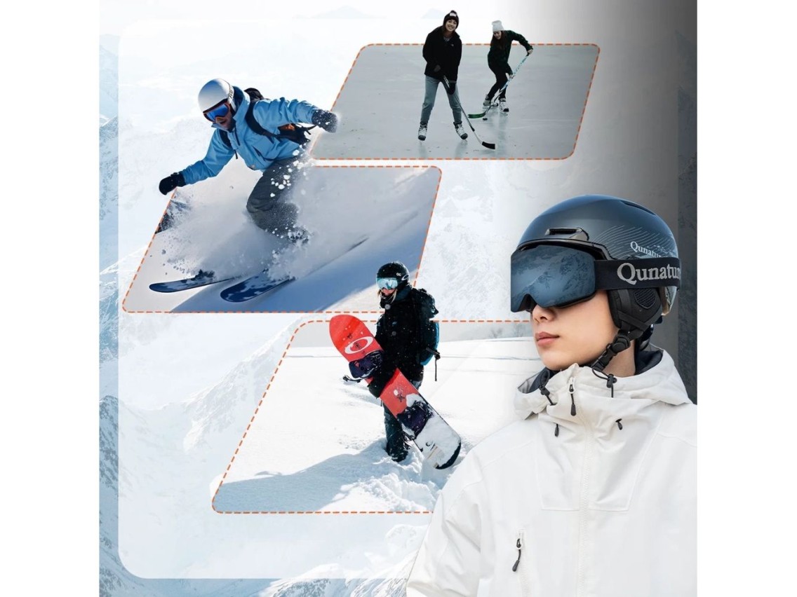 Casco de esquí Qunature 10130003004 con orejeras para snowboard de 54-58 cm - Negro