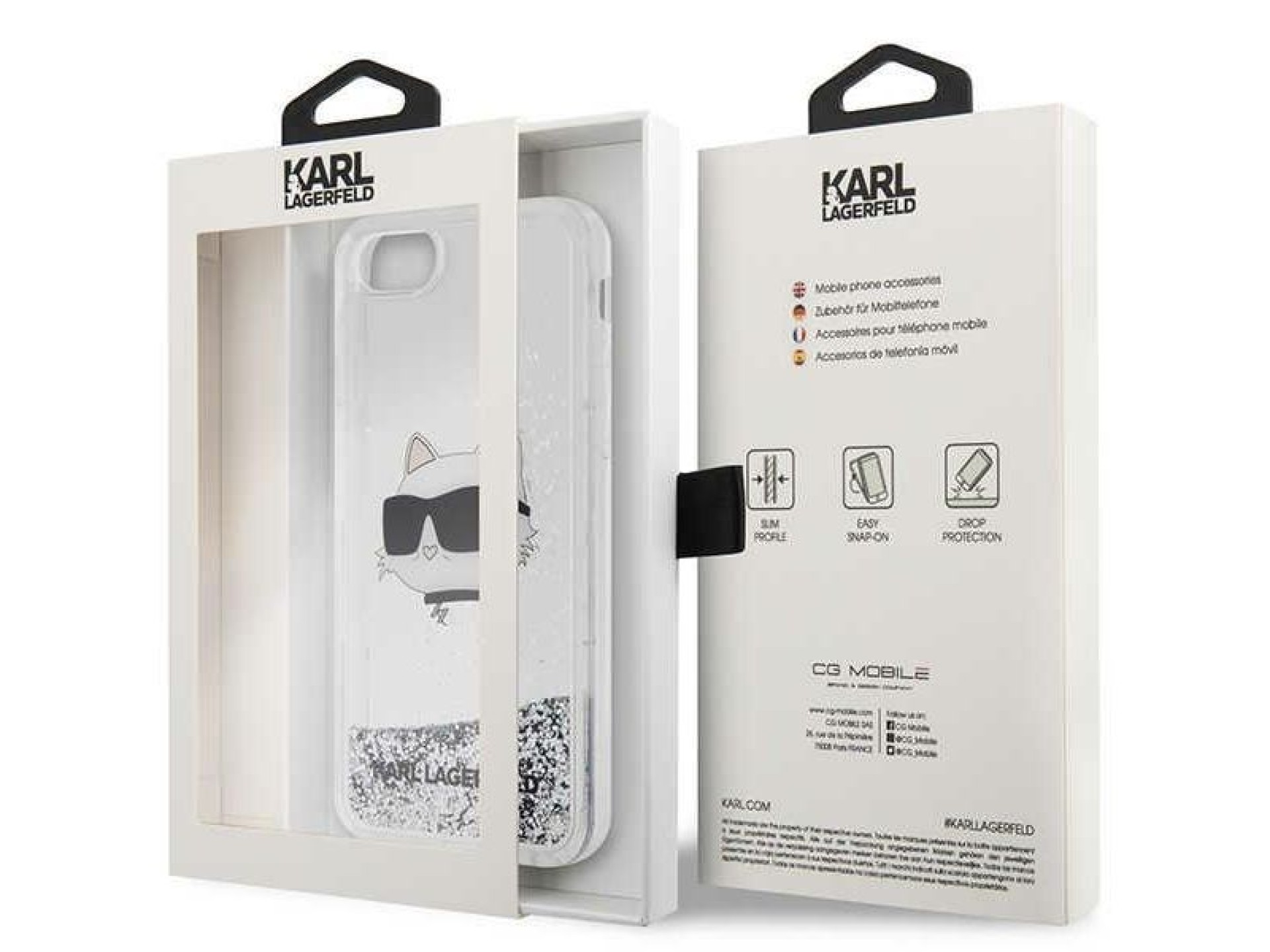 Karl Lagerfeld KLHCI8LNHCCS iPhone 7/8/ SE 2020/2022 plateado/plateado estuche rígido Glitter Choupe