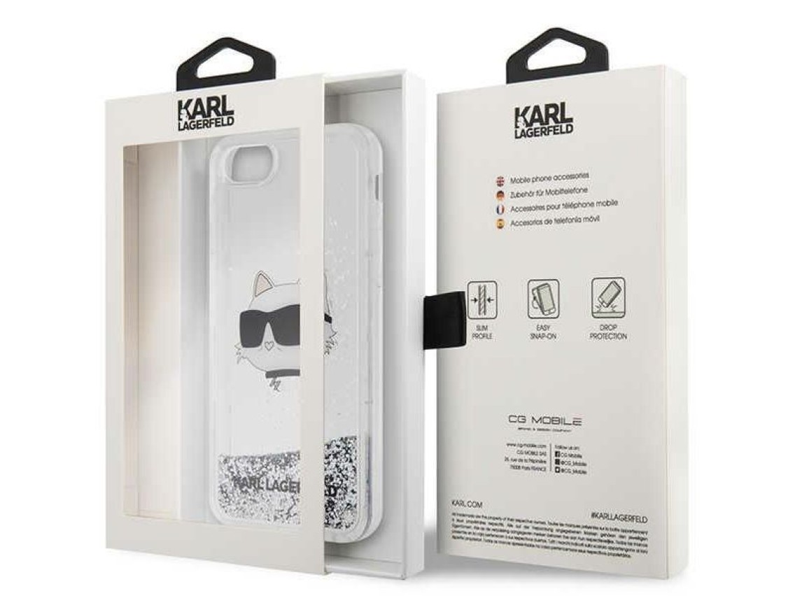 Karl Lagerfeld KLHCI8LNHCCS iPhone 7/8/ SE 2020/2022 plateado/plateado estuche rígido Glitter Choupe