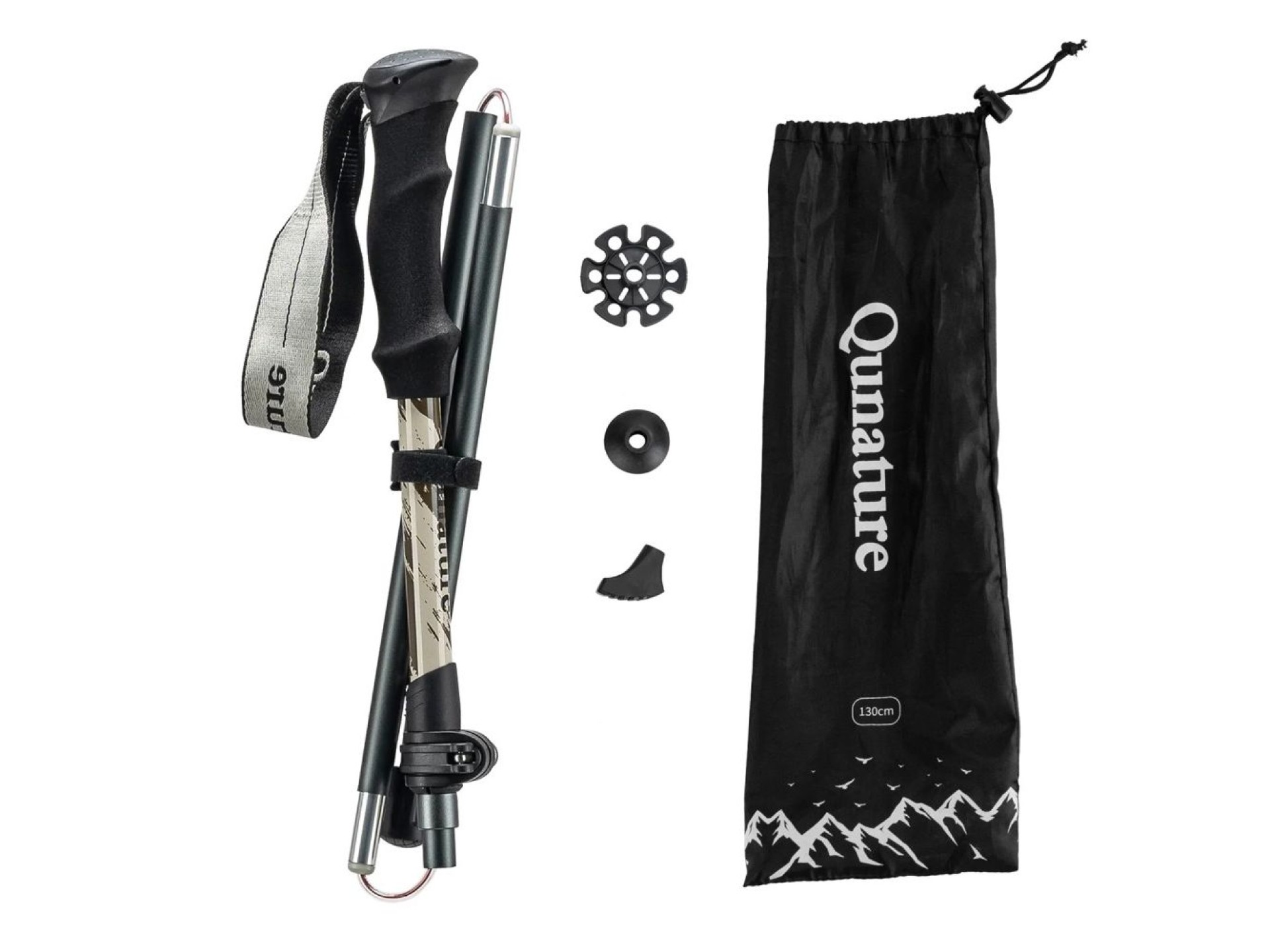 Bastão de caminhada nórdica Qunature em alumínio, 110-130 cm, 1 unidade - Marrom