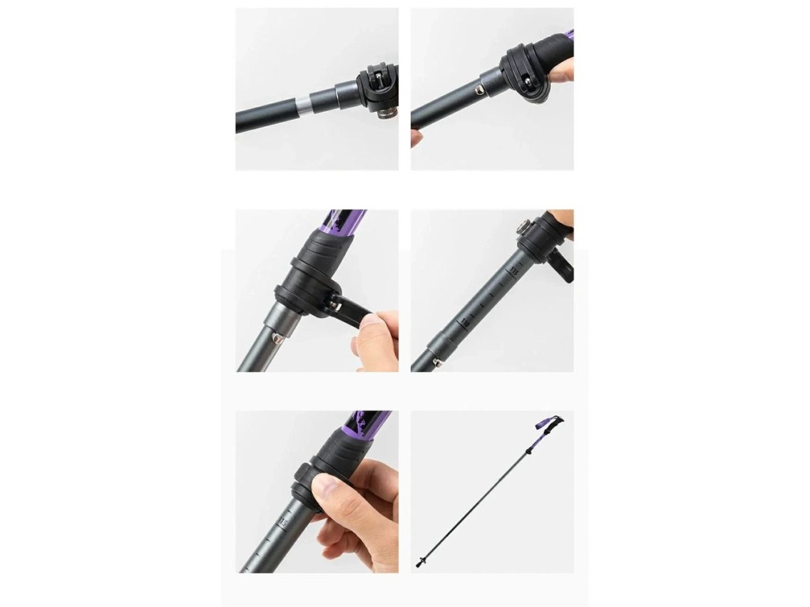 Bastón de trekking Qunature Nordic Walking de aluminio, 110-130 cm, 1 unidad - Morado