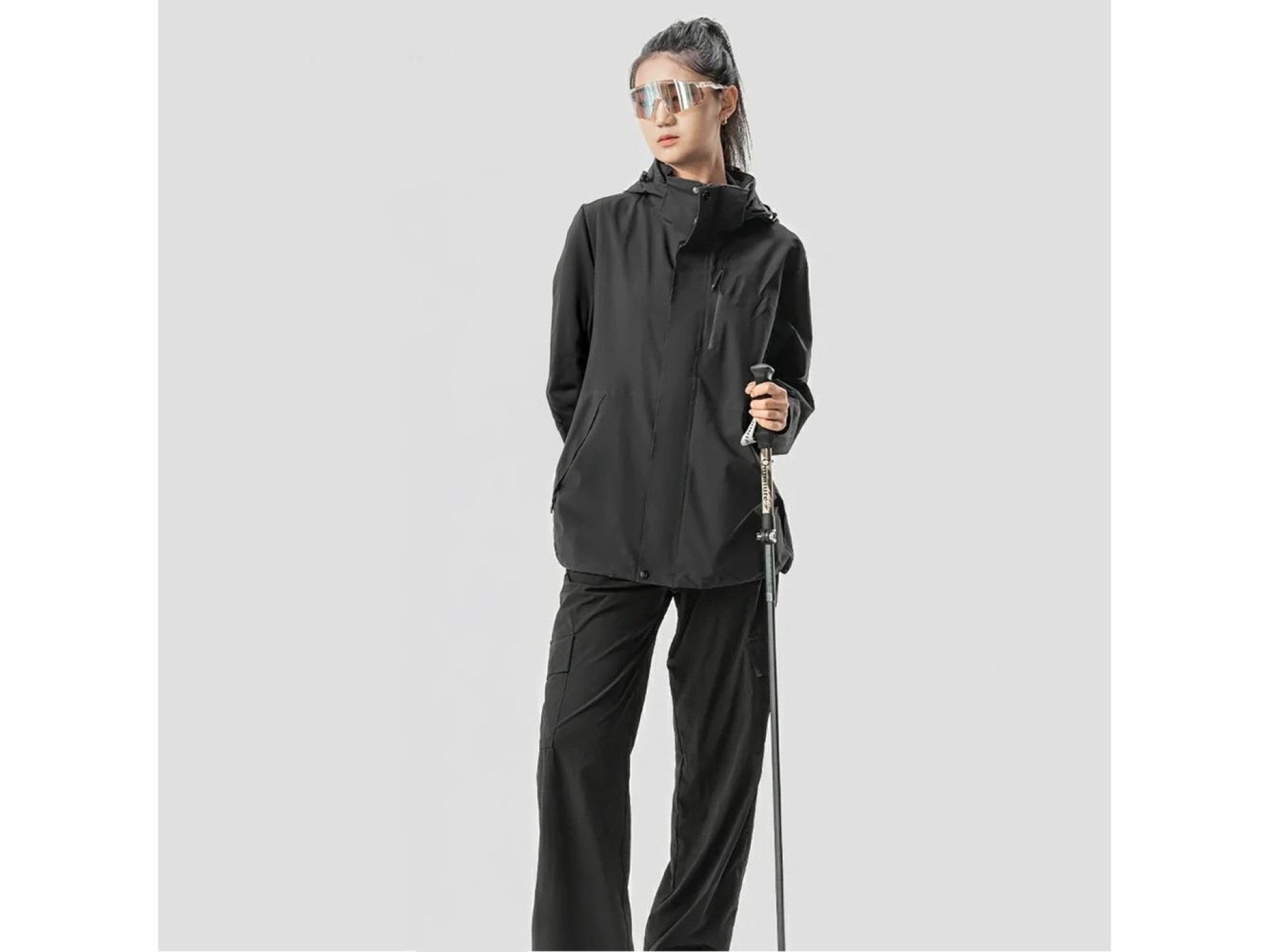 Bastão de caminhada nórdica Qunature em alumínio, 110-130 cm, 1 unidade - Marrom
