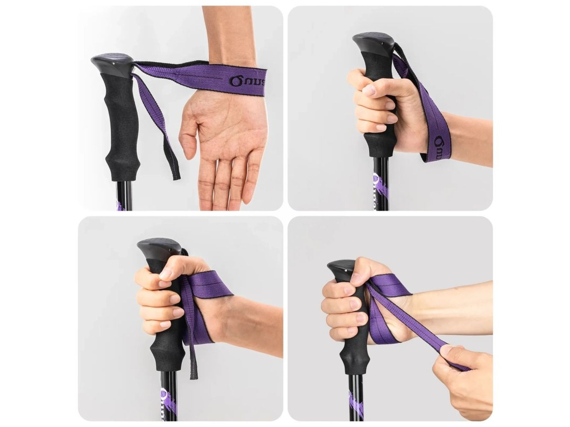 Bastón de trekking Qunature Nordic Walking de aluminio, 110-130 cm, 1 unidad - Morado