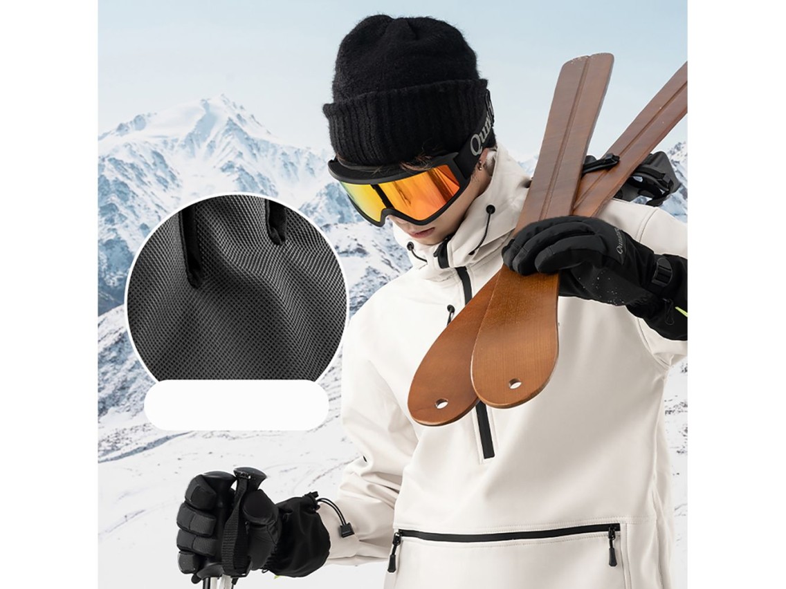 Guantes de esquí Qunature - Estilo dedos, color negro, talla M