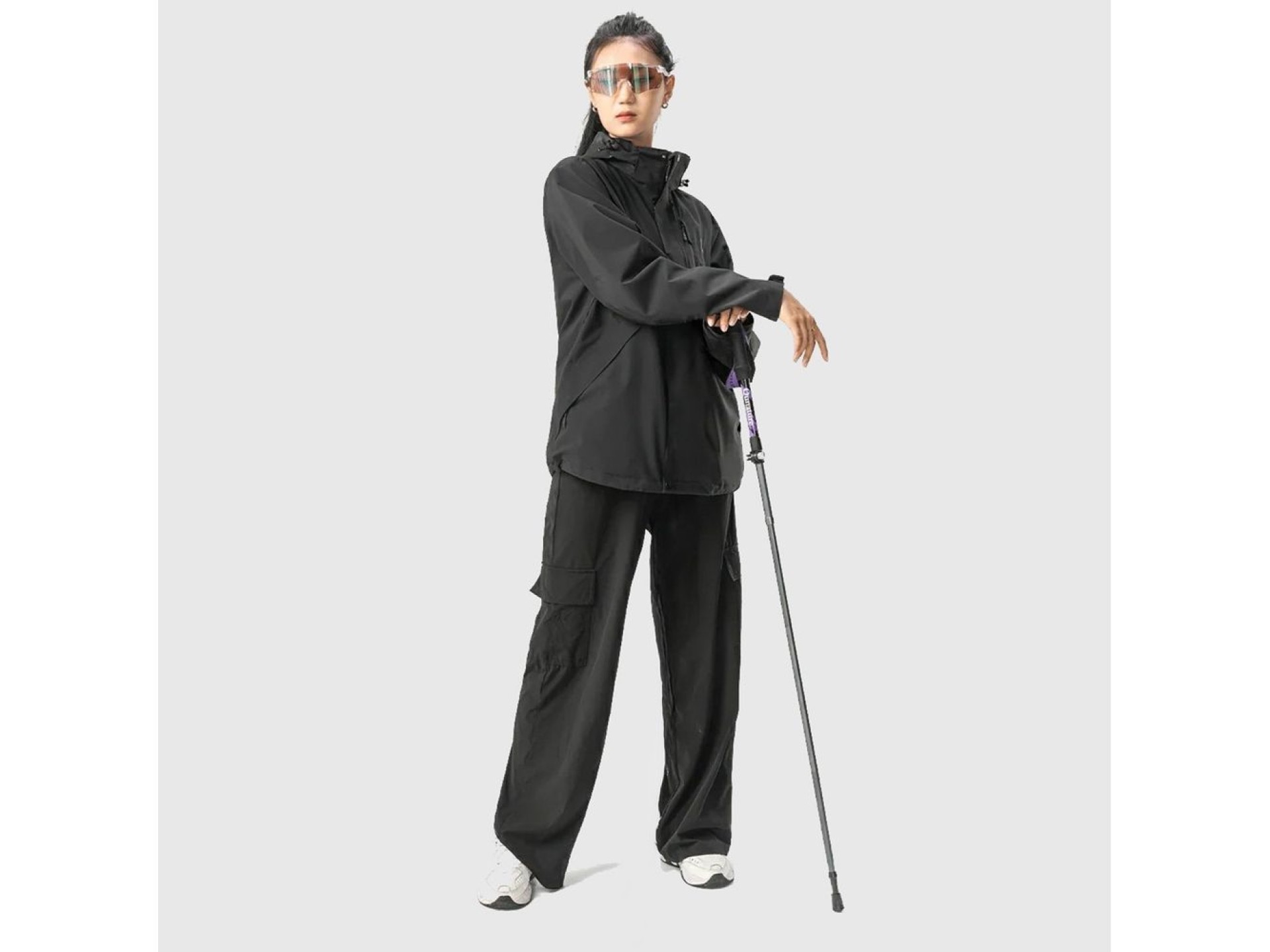 Bastón de trekking Qunature Nordic Walking de aluminio, 110-130 cm, 1 unidad - Morado