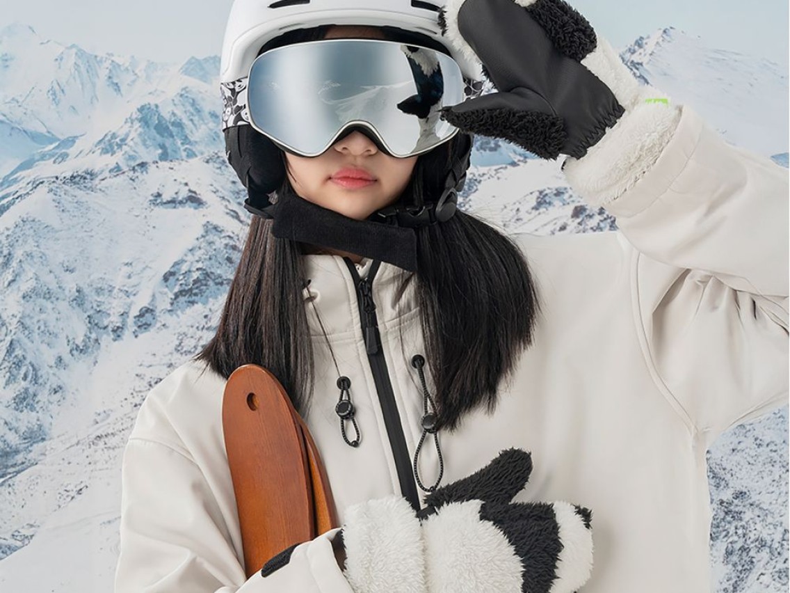 Qunature Panda Ski Gloves for Kids and Adults Size S - Black/White