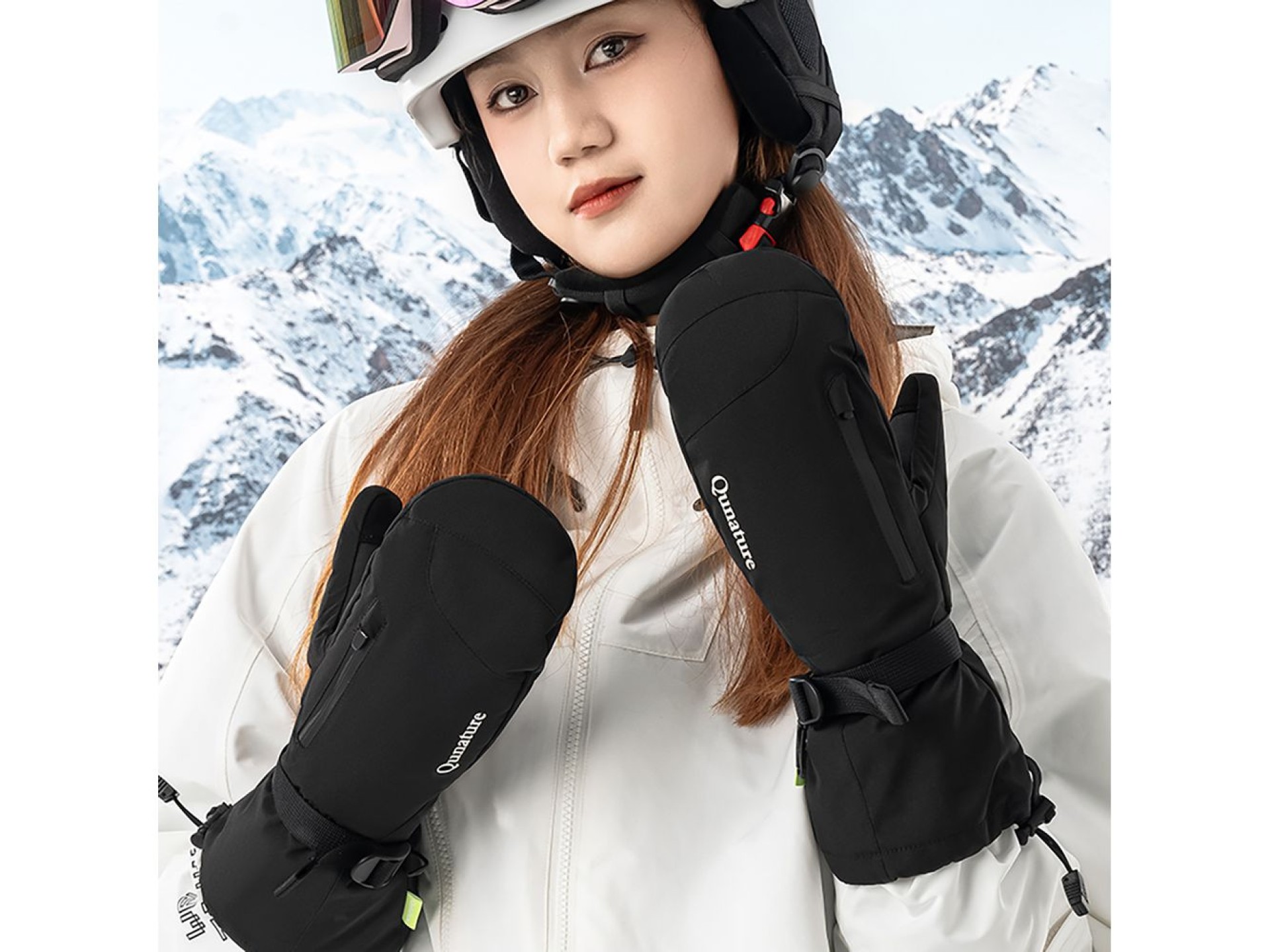 Guantes de esquí largos Qunature, talla M - Negro