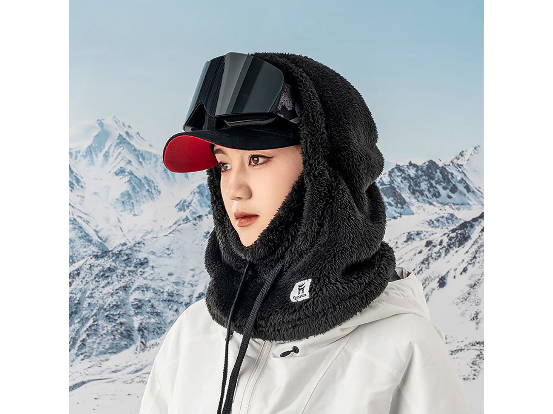 Balaclava de esqui Qunature Arctic Velvet, tamanho M - Preta