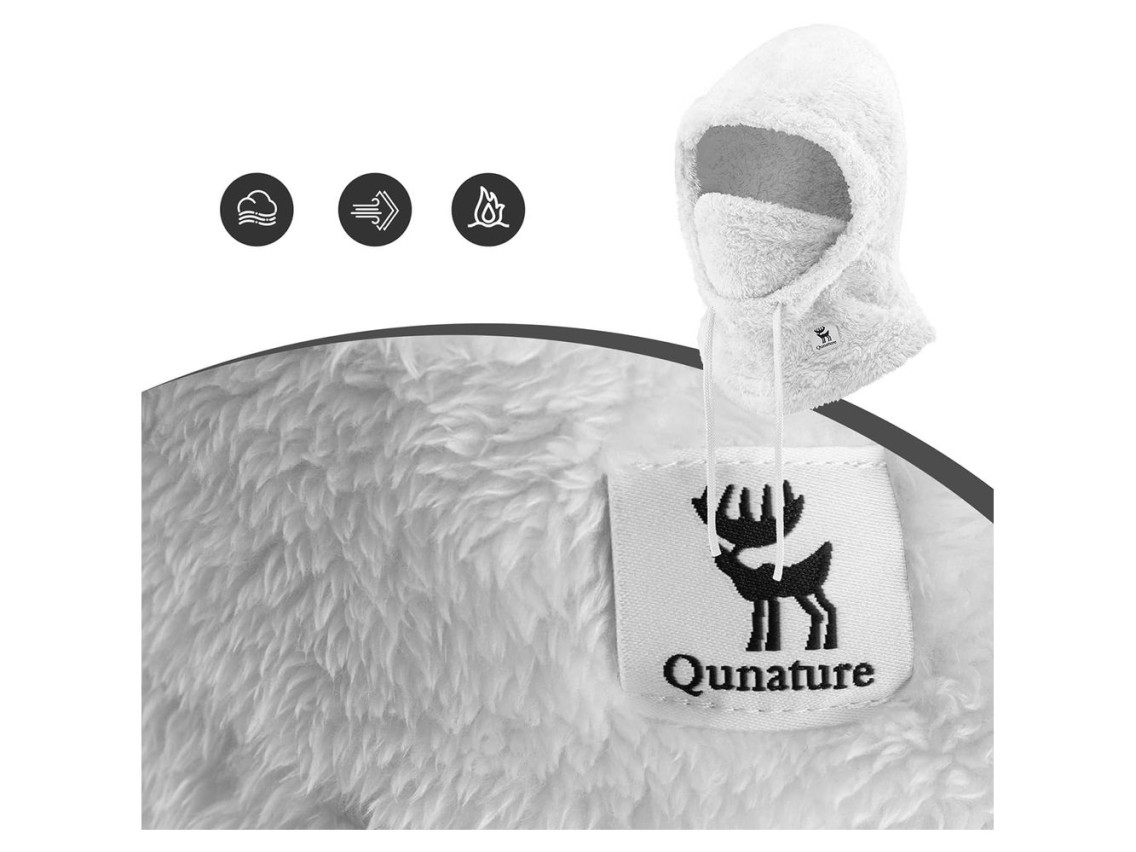 Balaclava de esqui Qunature Arctic Velvet, tamanho G - Branca
